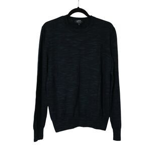A.P.C. Marled Green Wool Crewneck Sweater M Office Preppy Career Holiday
